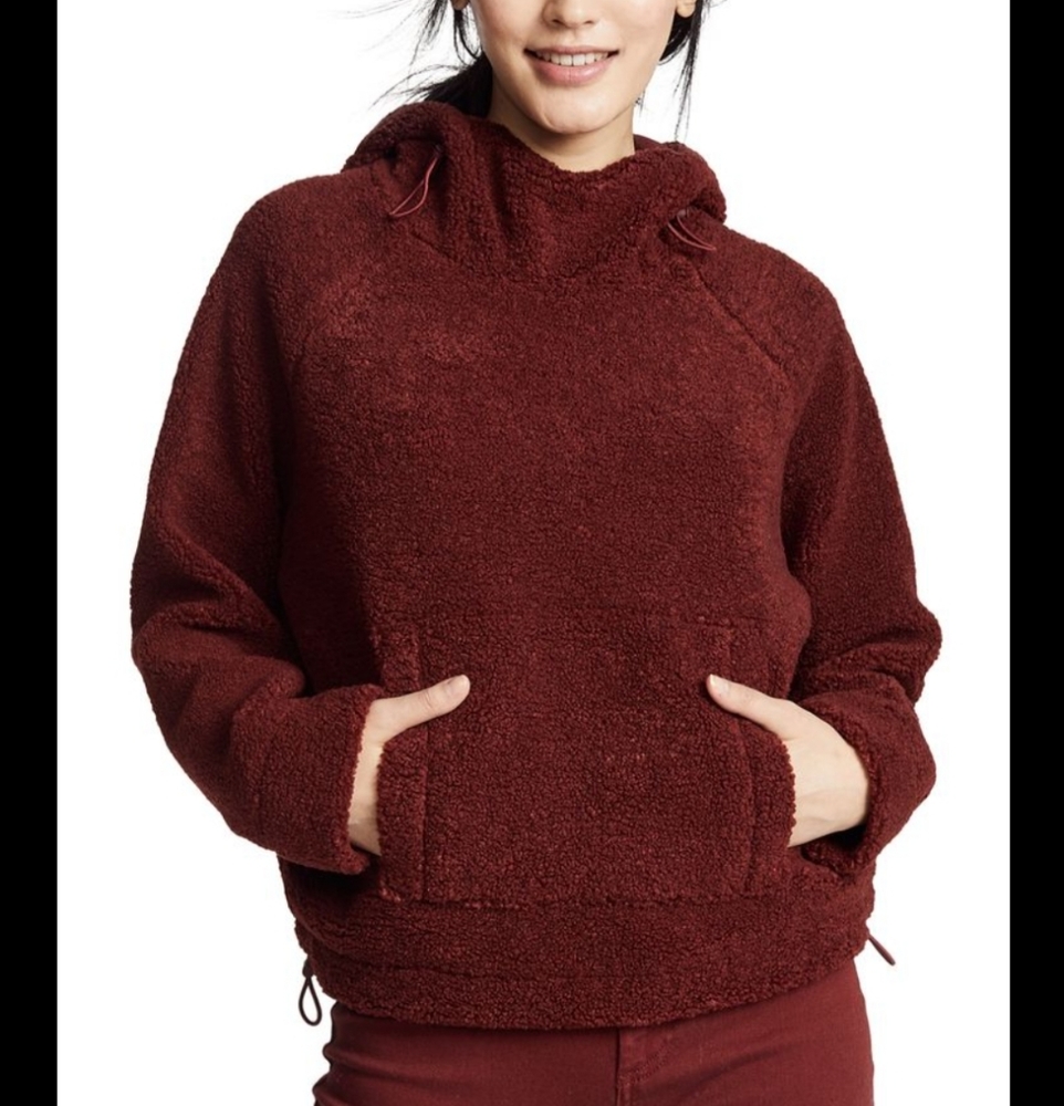 Vince Cozy Faux Sherpa Pullover Hoodie - Anise